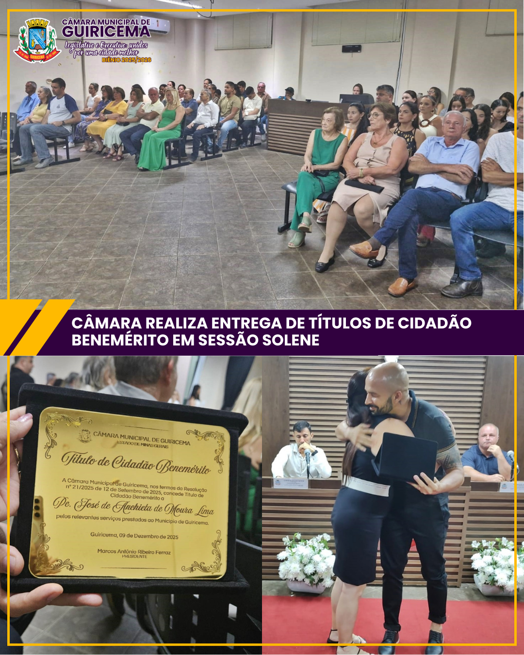 Câmara realiza entrega de Títulos de Cidadão Benemérito em Sessão Solene